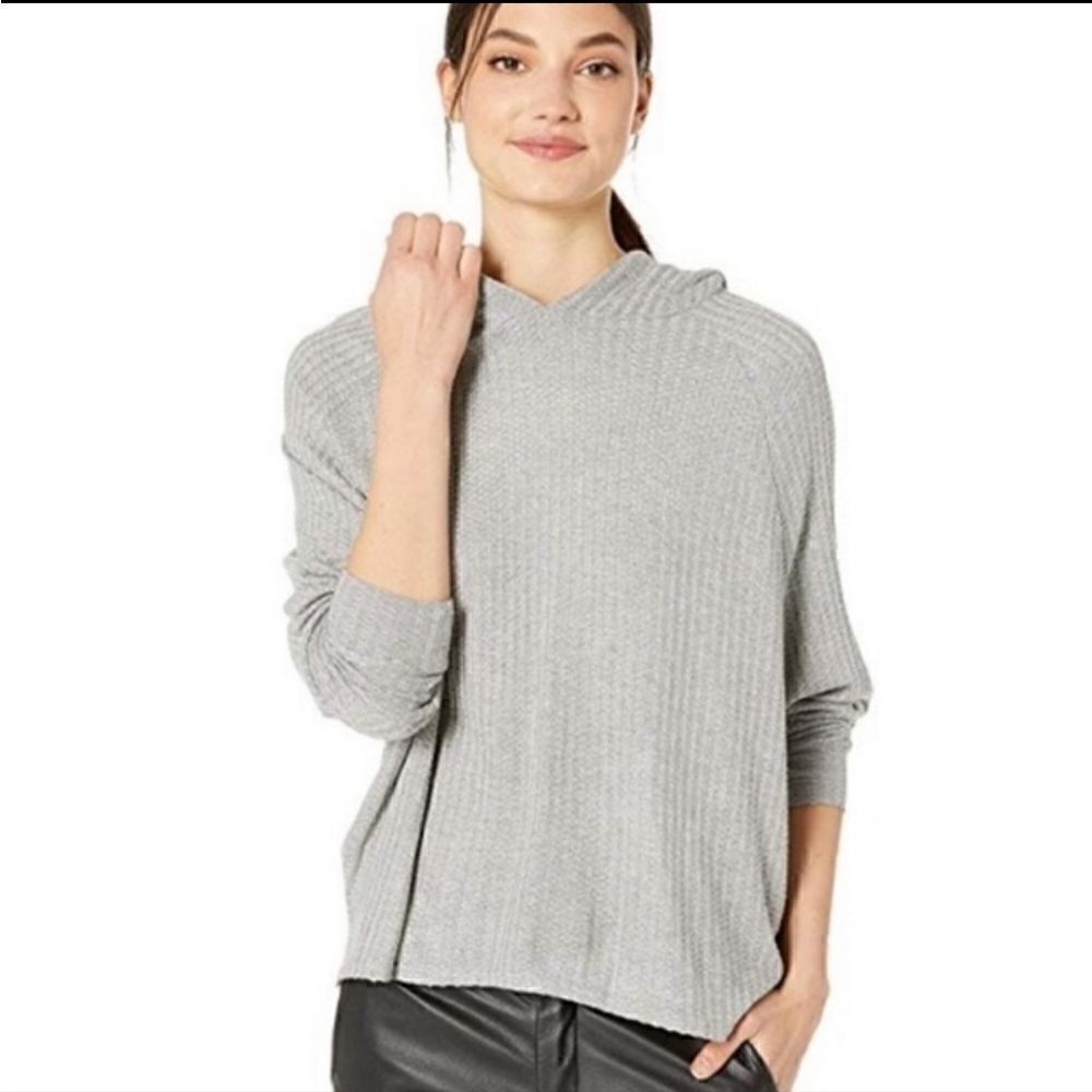 NWT Chaser Grey Gray Waffle Knit Hooded Lightweight Pullover L